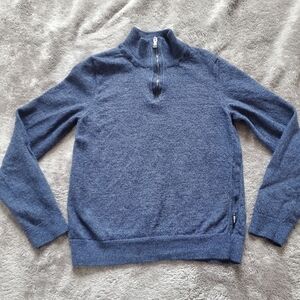Hugo Boss Kids Dark Wool Blue Half-Zip Sweater Size M (7/8)